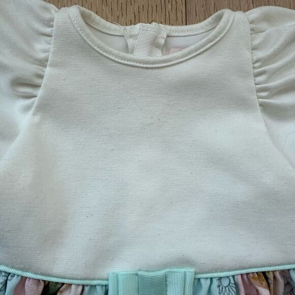 Ted Baker White Blue Floral Puff Sleeve Party Summer Dress Size 6-9 Months - Picture 3 of 8